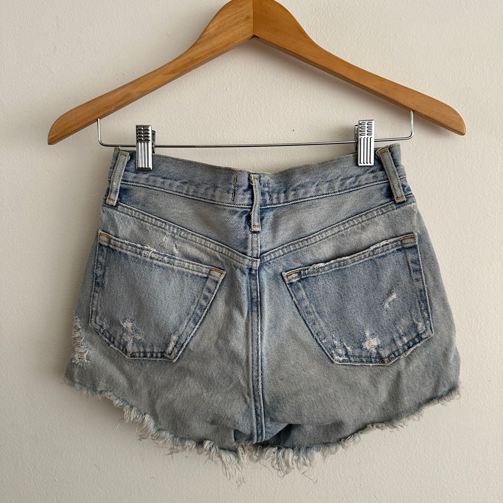 AGOLDE Frayed Hem Jean Shorts Light Blue SIZE 23 XXS 00 Extra SMALL Casual Tiny - Picture 2 of 4